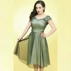 Stop Staring Dress mint green w/ black polka dots